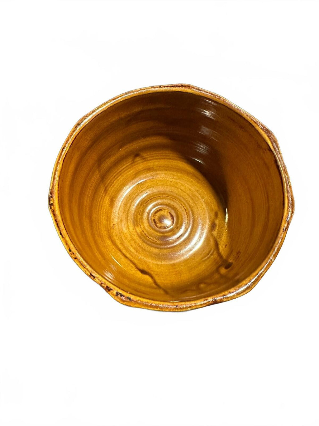 Vintage Hand Thrown Brown Glazed Stoneware Bowl