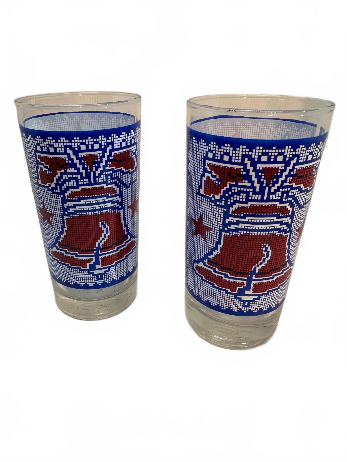 2 Libbey 1976 Bicentennial Liberty Bell Glasses
