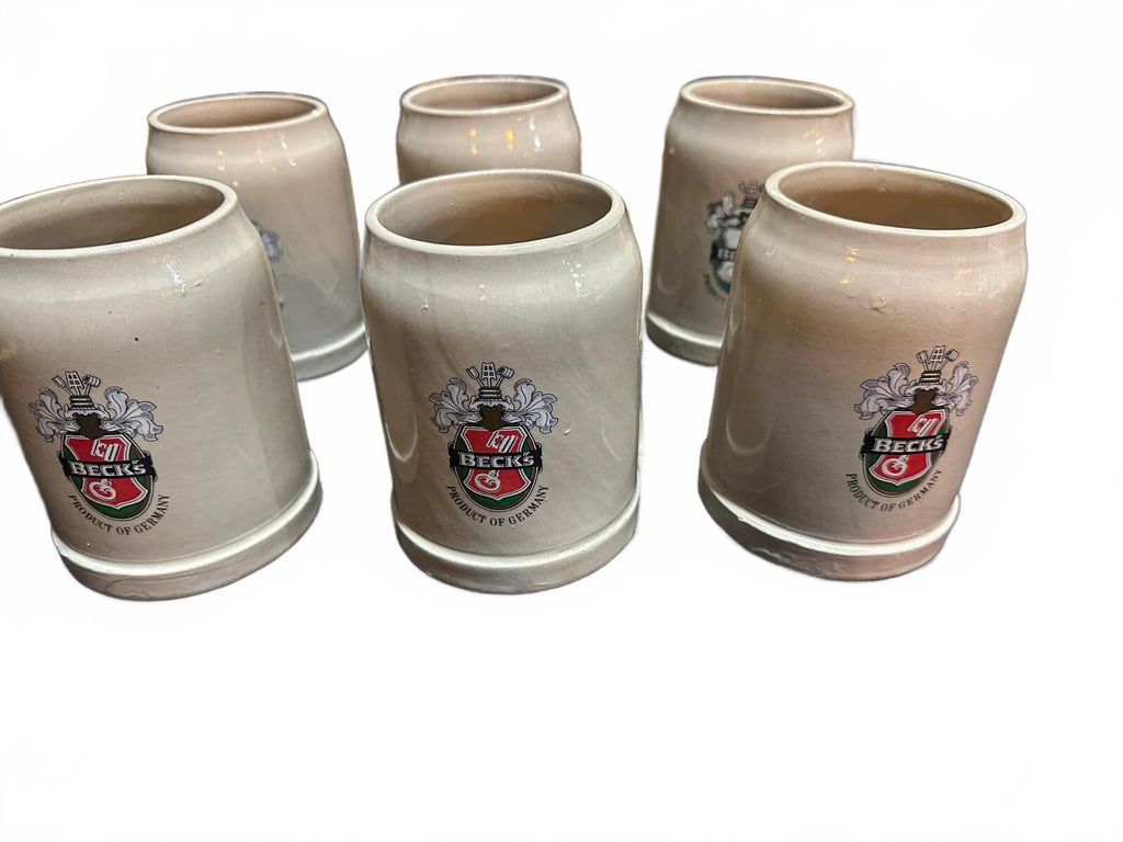 8 Vintage Beck's German Stoneware Beer Steins 5"