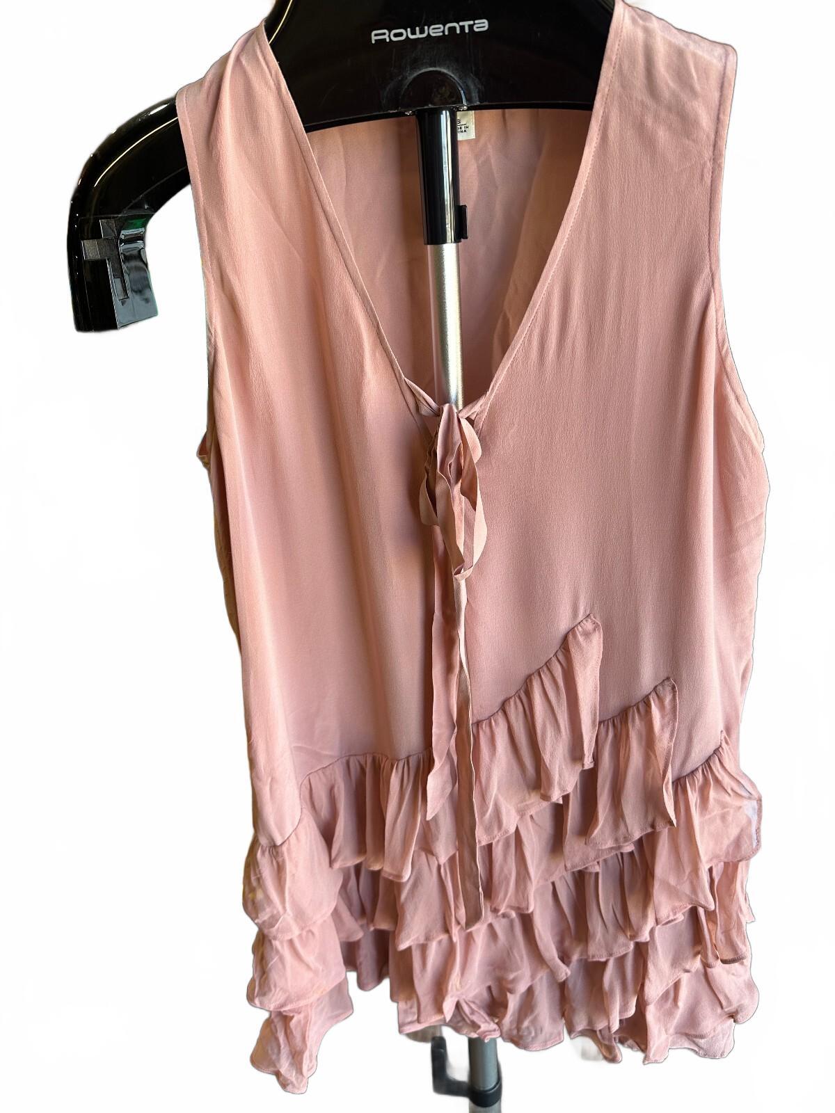 Banana Republic Pink Ruffle Sleeveless Blouse