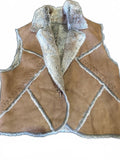 Women's Brown Suede Faux Fur Lined Vest Boho Western