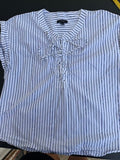 J.Crew Ruffle Stripe Cotton Blouse 10