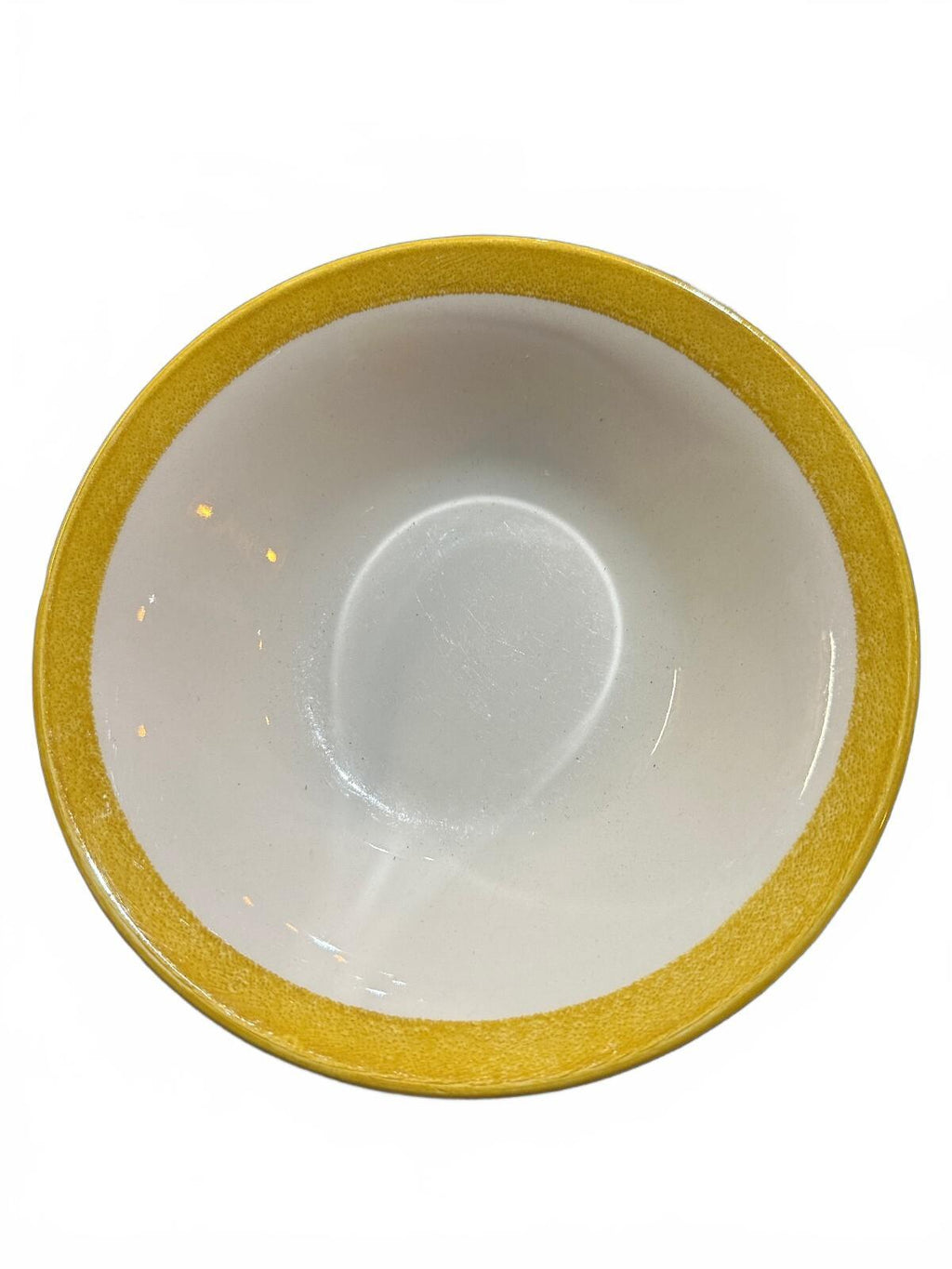 Vintage Yellow Rim Ceramic Serving Bowl 8.25"