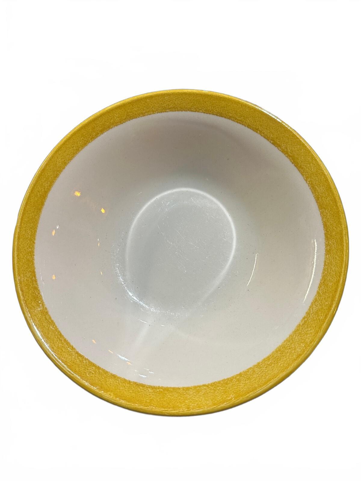 Vintage Yellow Rim Ceramic Serving Bowl 8.25"