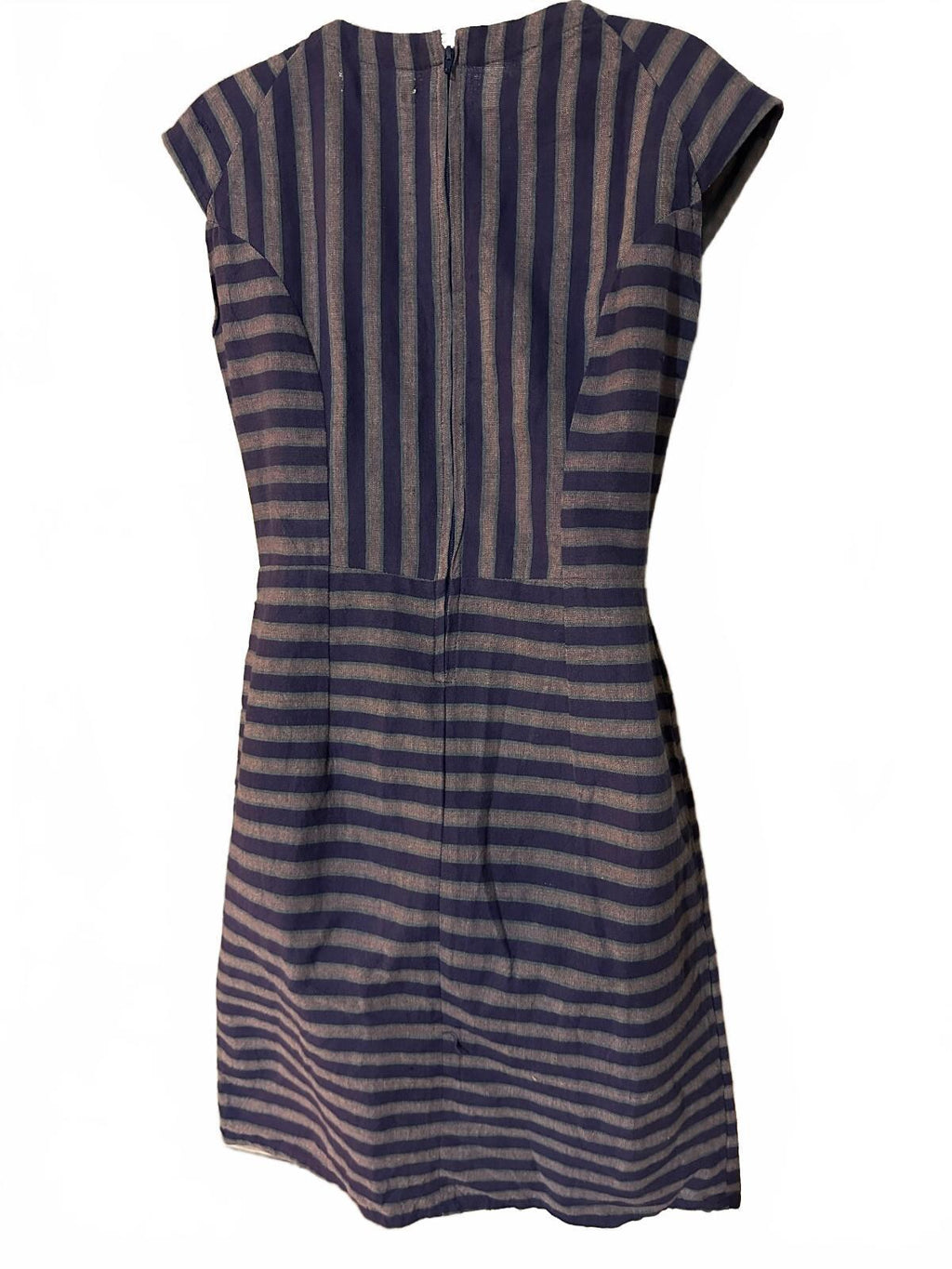 Mata Traders Navy Gray Stripe Cotton Dress S