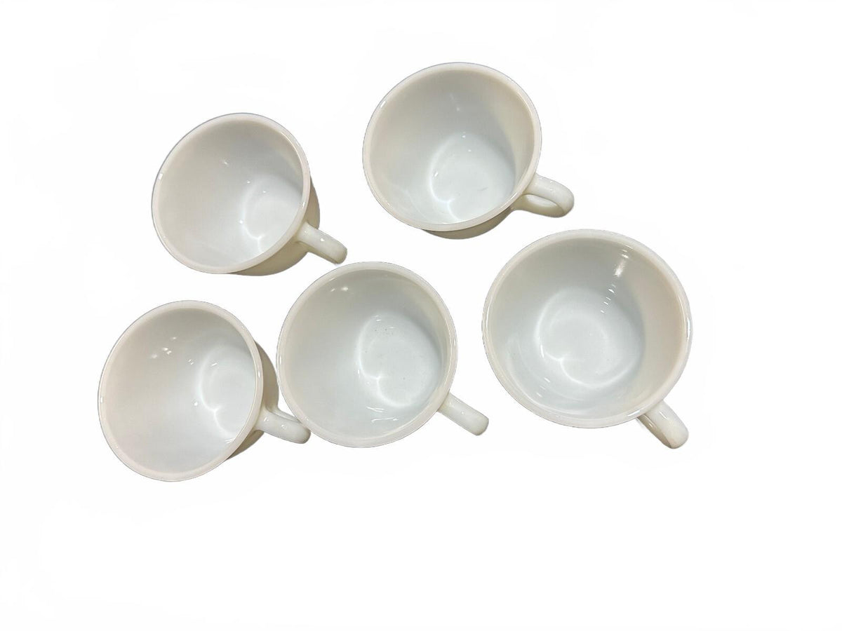 5 Vintage Centura by Corning White Coupe Coffee Cups