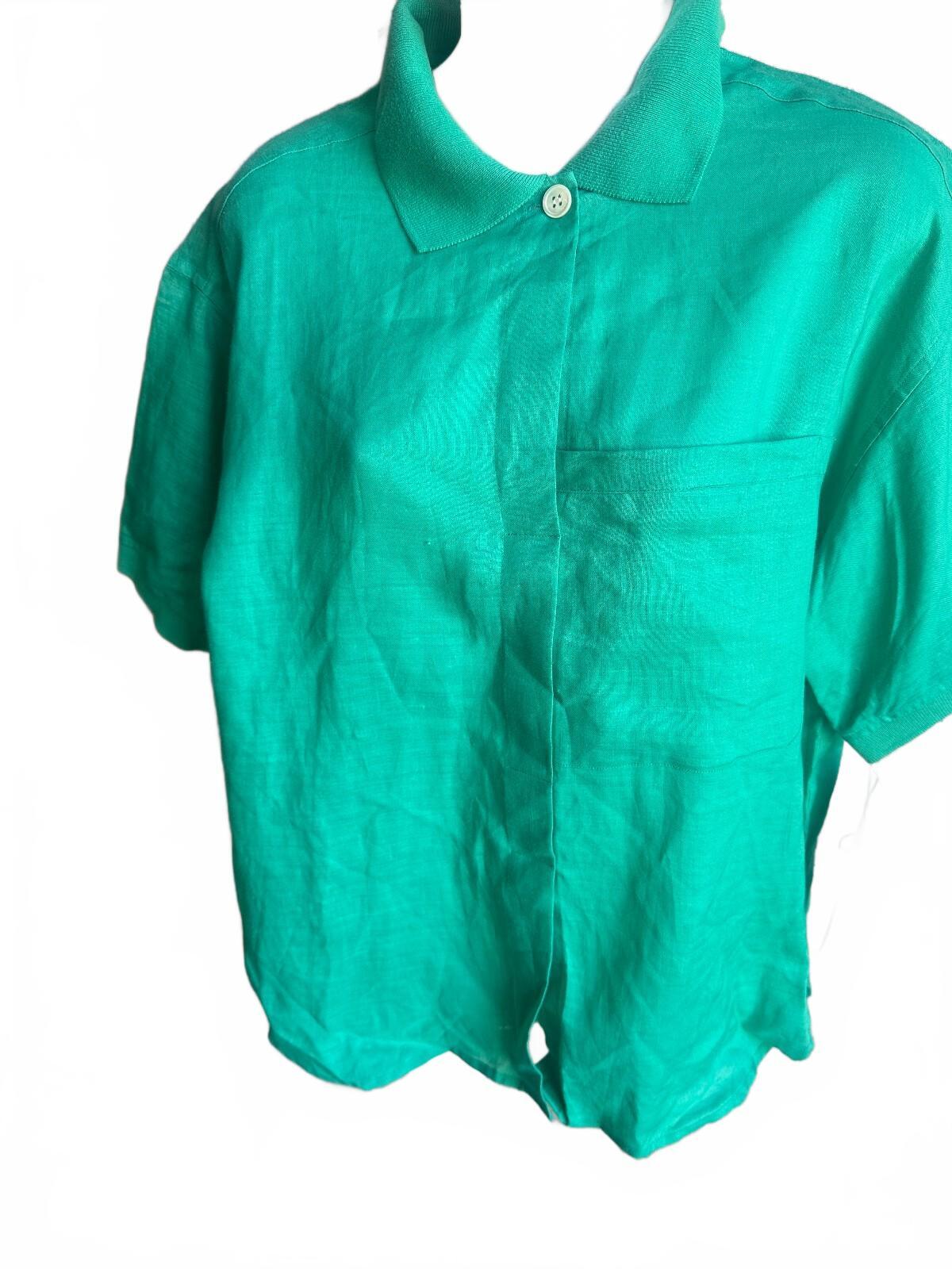 TOTO n KO 100% Linen Teal Button Front Shirt NWT M