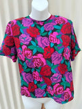 Russ Petites Silk Rose Print Blouse 10P
