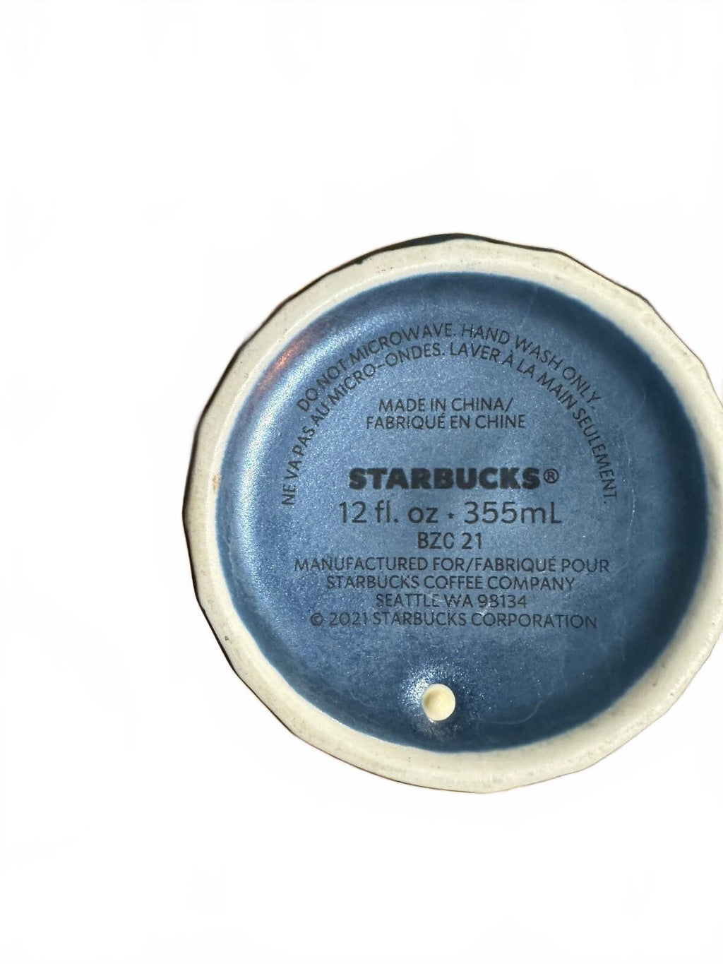 Starbucks 2021 Blue Swirl Ceramic Travel Tumbler 12 oz