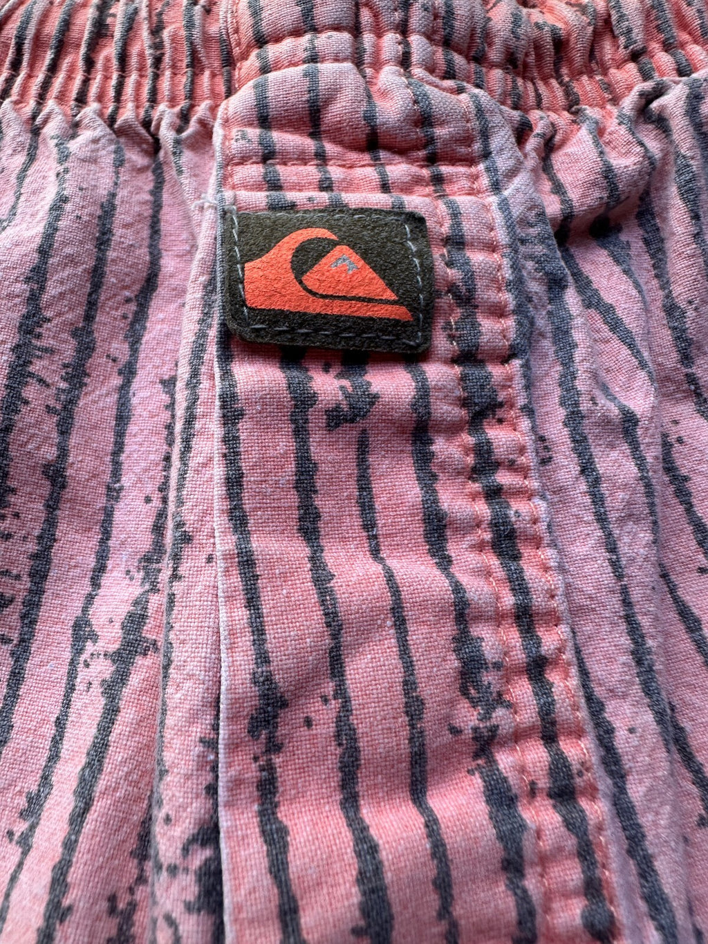 Quiksilver Pink Gray Striped Swim Trunks 28