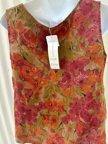 Click Floral Linen Blend Tank Top NWT S