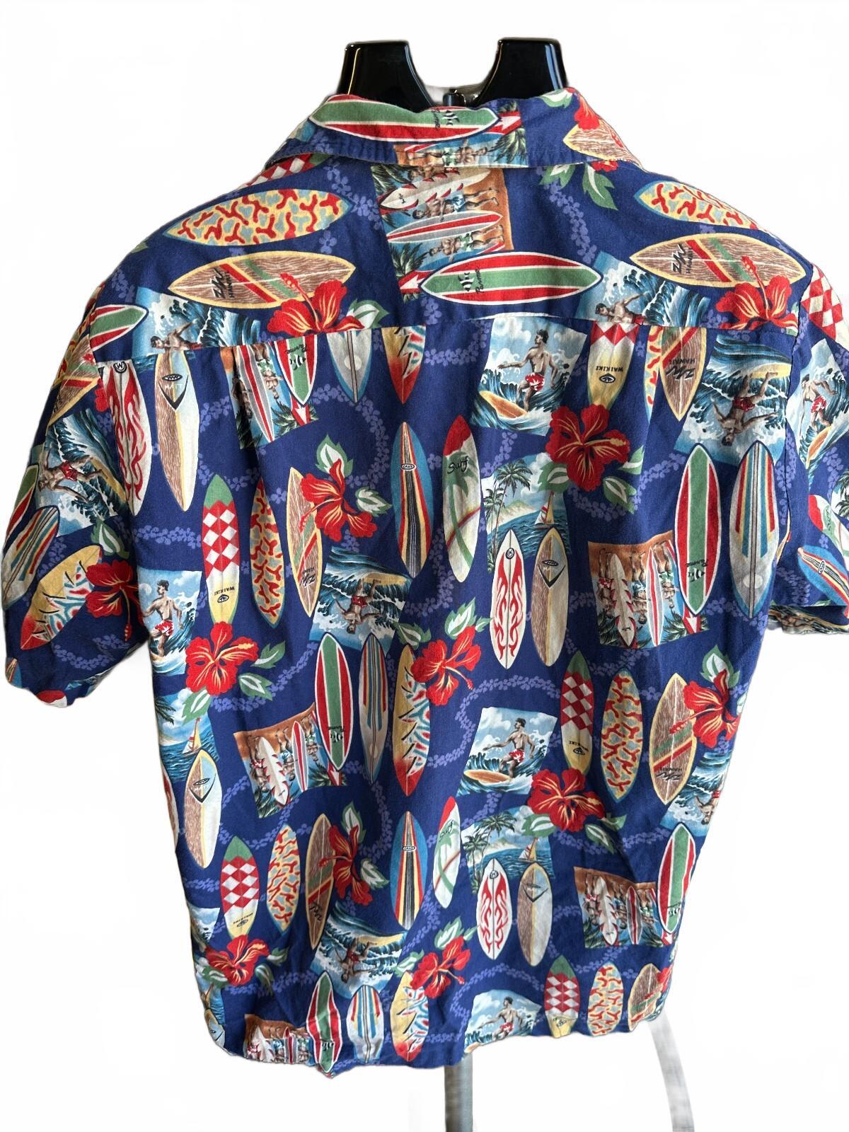 RJC Hawaii Surfboard Aloha Shirt Made USA M