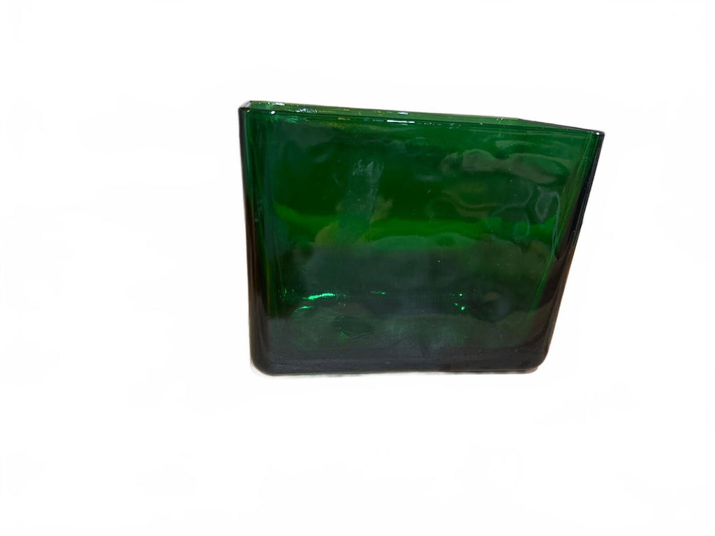 Vintage E.O. Brody Green Glass Rectangular Planter Vase
