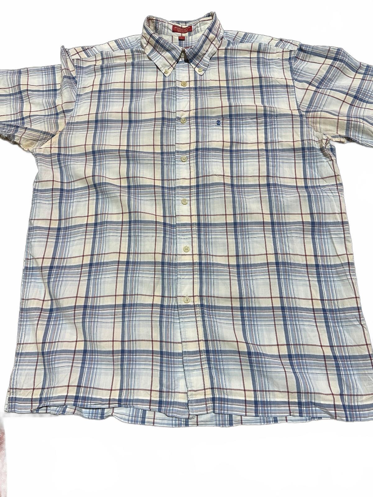 IZOD Luxury Sport Plaid Button Down Shirt Large