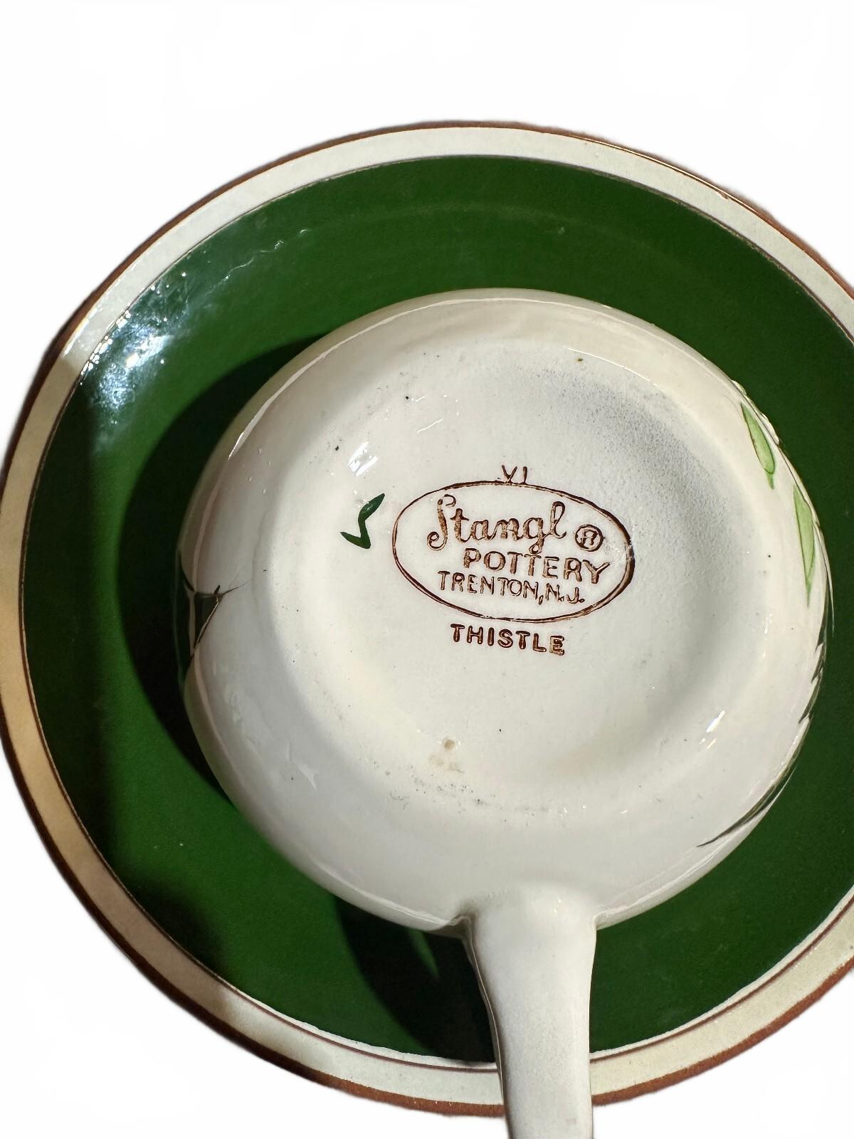 2 Stangl Thistle Cups & Saucers Hand Painted MCM