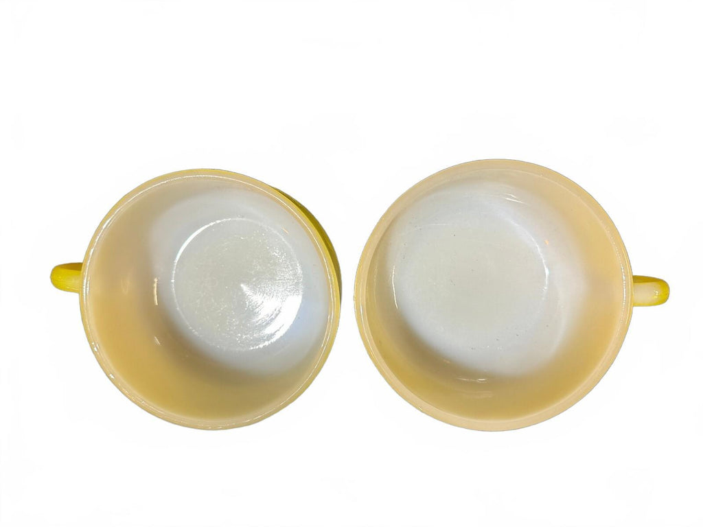 3 Vintage Glasbake Yellow Milk Glass Soup Bowls J-2711