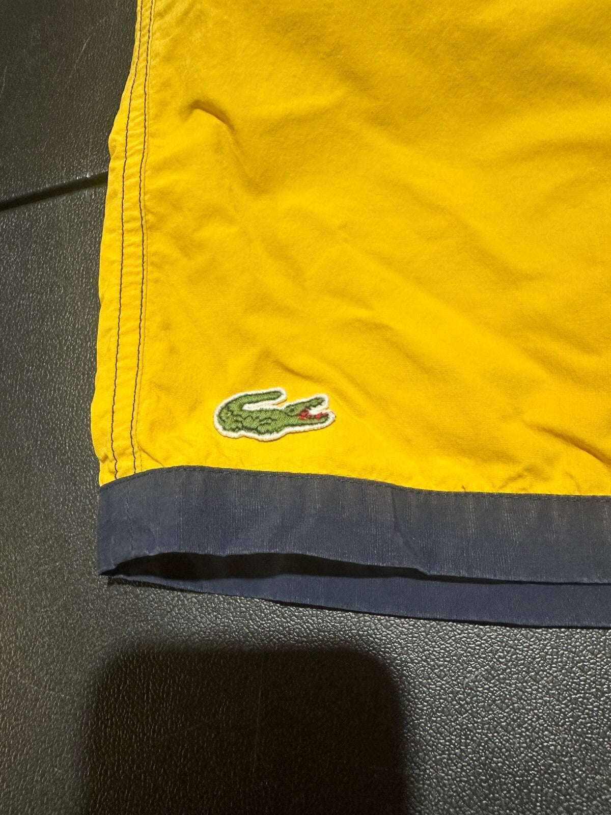 Vintage Lacoste Yellow Navy Swim Trunks Made in France