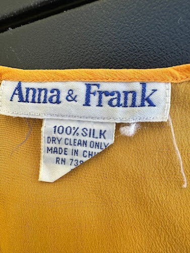 Anna & Frank 100% Silk Mustard Shell Top