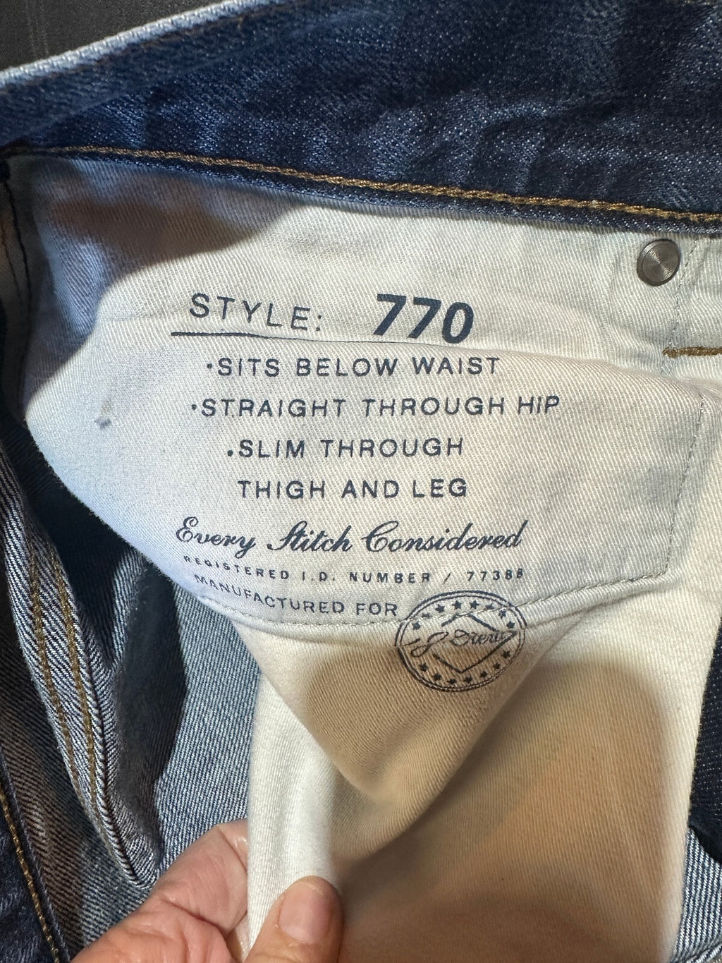 J.Crew 770 Kaihara Japanese Denim Jeans 36x34