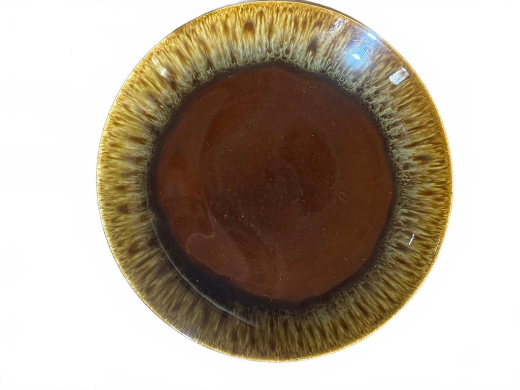 Vintage Brown Drip Glaze Ceramic Dinner Plate 10"