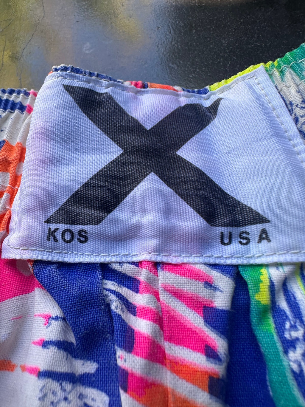 KOS USA Tribal Print Swim Trunks Large