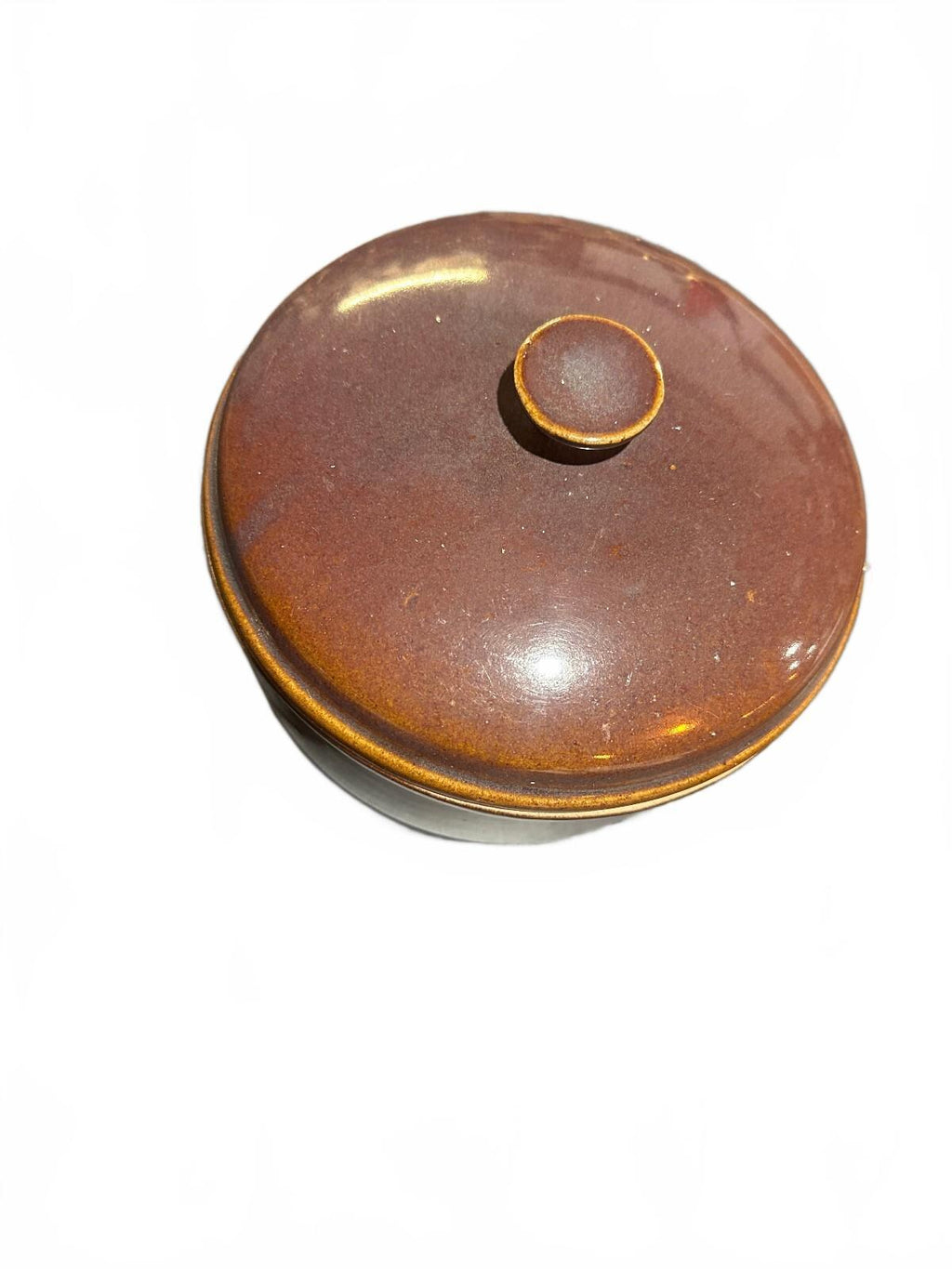Vintage Brown Studio Pottery Stoneware Canister w Lid