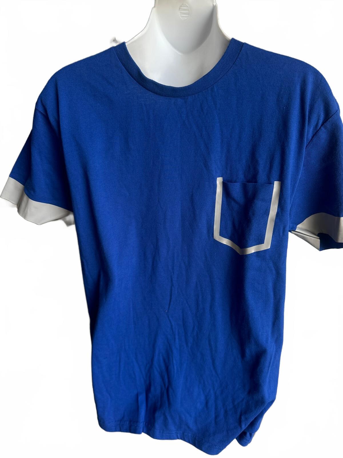 Penshoppe Blue Pocket Tee XL Silver Trim NWT