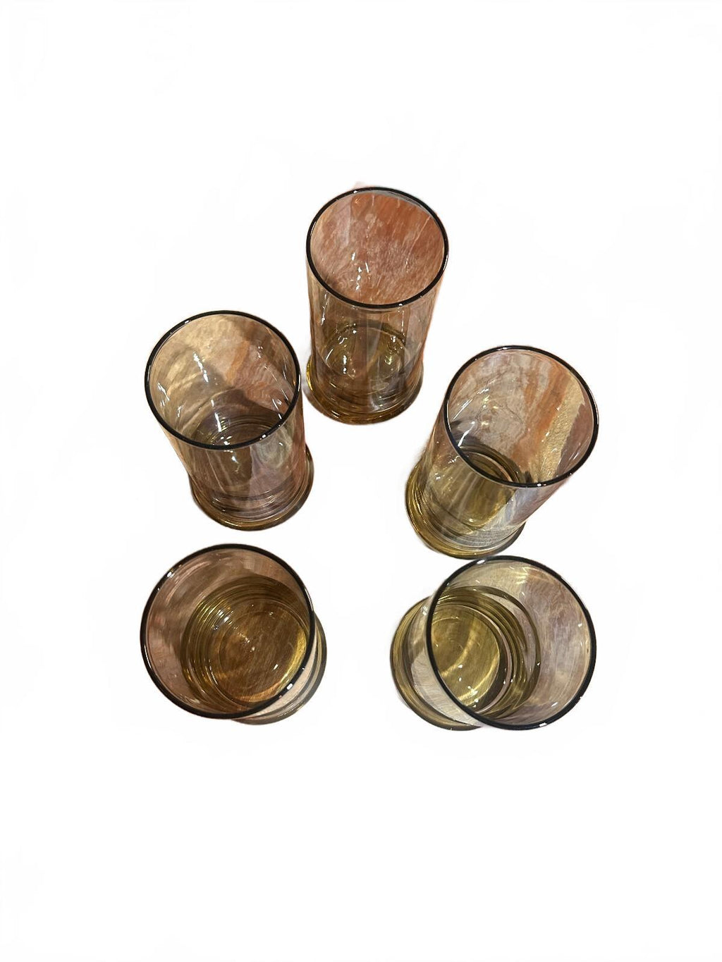 5 Vintage Smoke Brown Tall Drinking Glasses