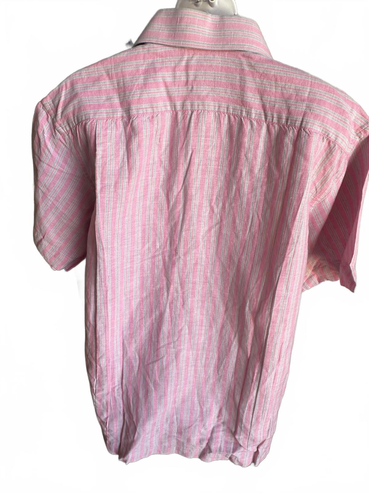 Al Fagr Pink Linen Blend Striped Shirt Men's XL