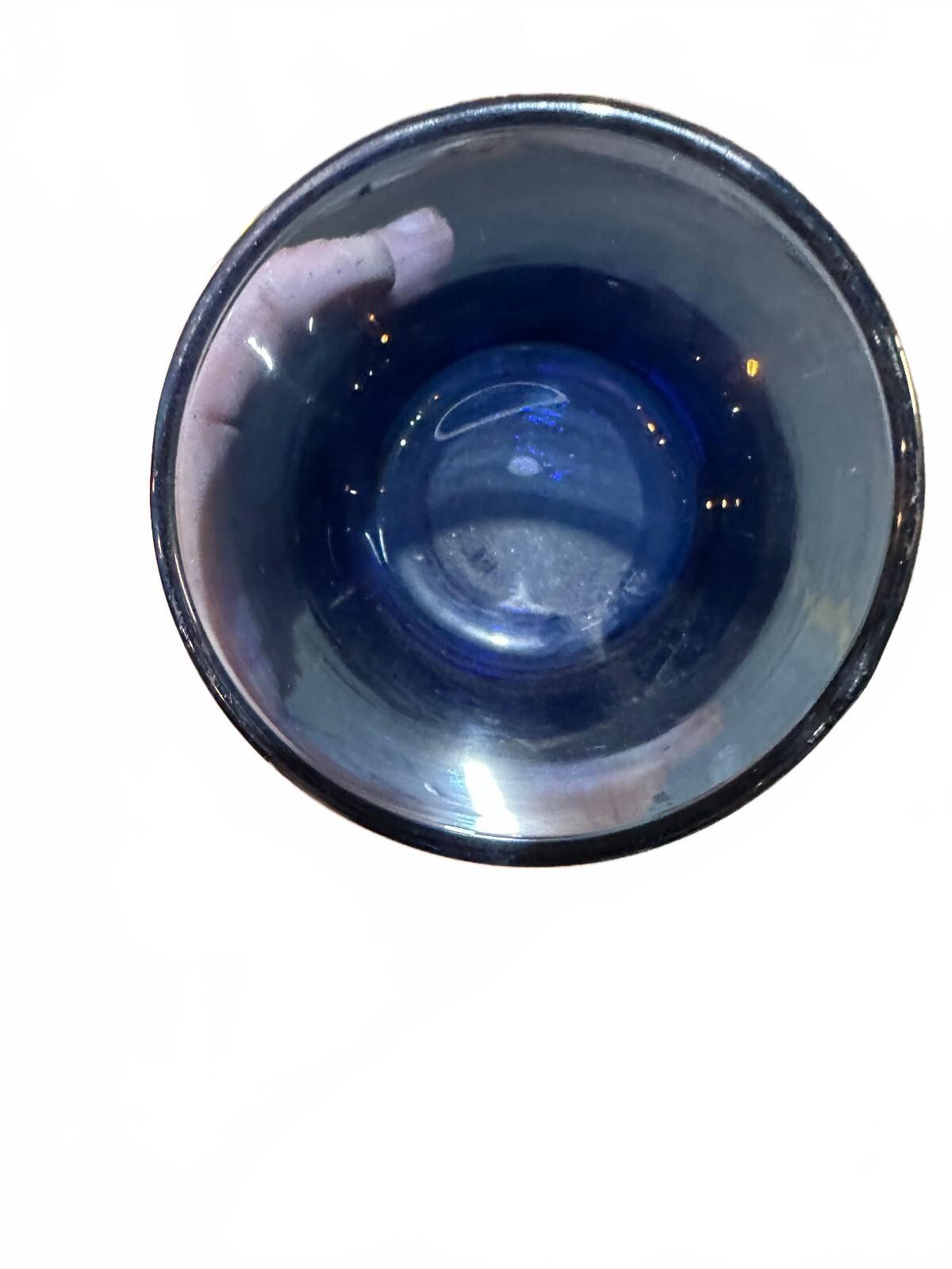 Vintage Cobalt Blue Glass Tumbler Heavy Base 4"