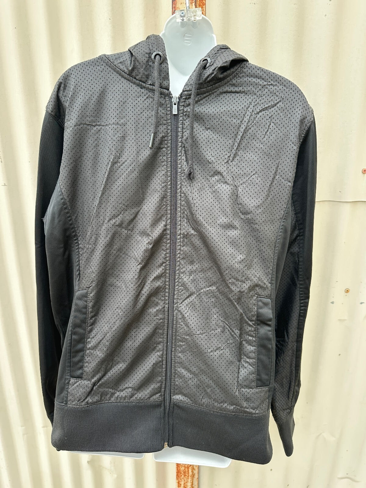 7 Diamonds Black Hooded Zip Jacket Mixed Media
