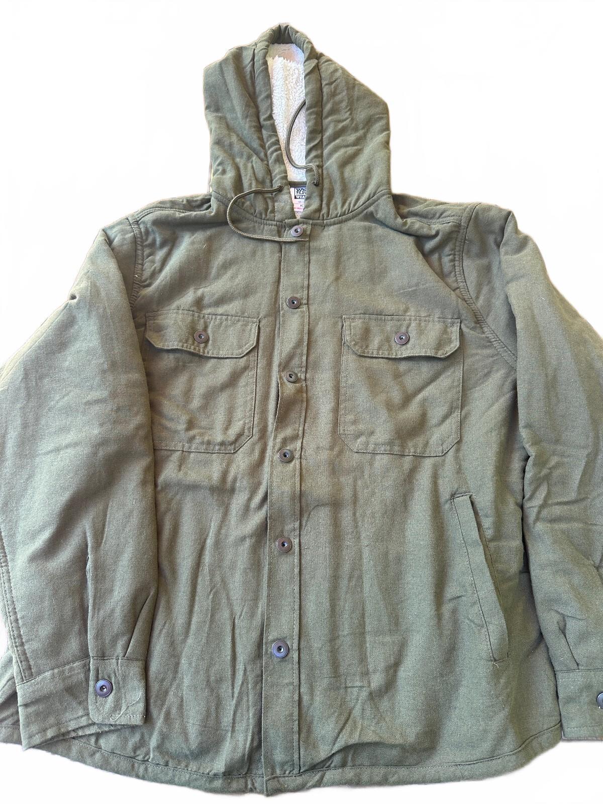 WQRK Wear XL Green Sherpa Lined Hooded Work Jacket