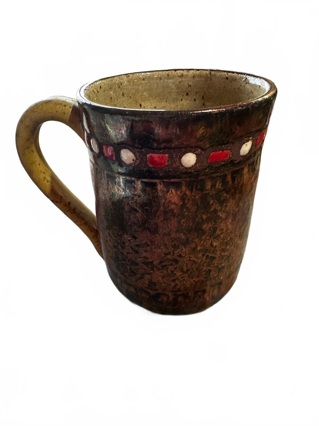 Signed BM Studio Pottery Stoneware Mug Handmade 4"