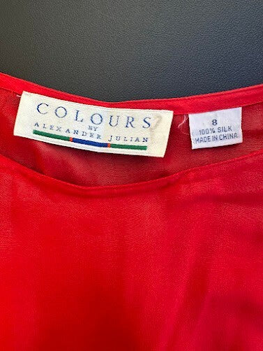 Alexander Julian Colours Red Silk Blouse Size 8