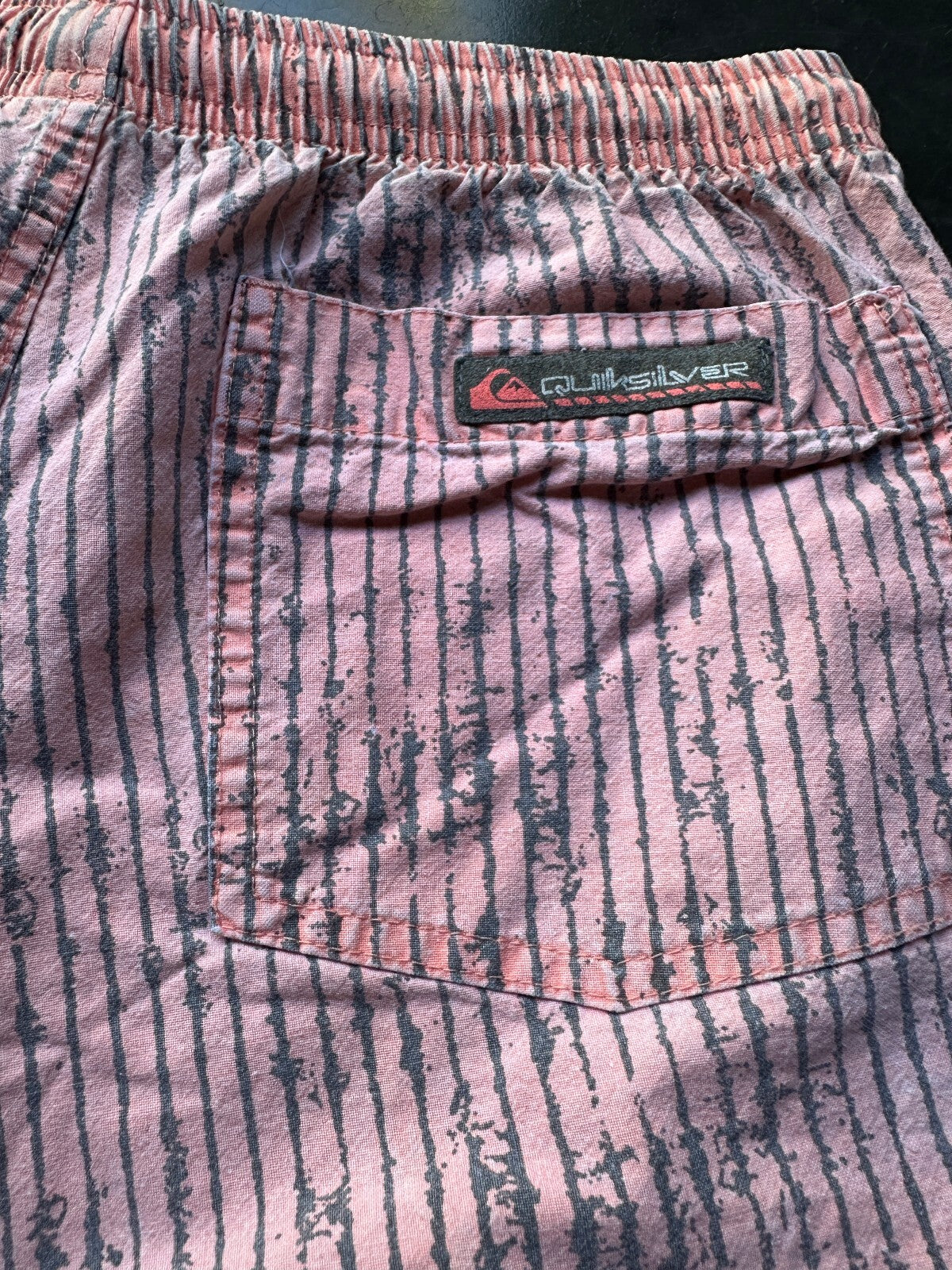 Quiksilver Pink Gray Striped Swim Trunks 28