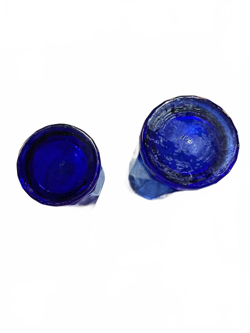 Vintage Libbey Facets Cobalt Blue Glasses Set of 2