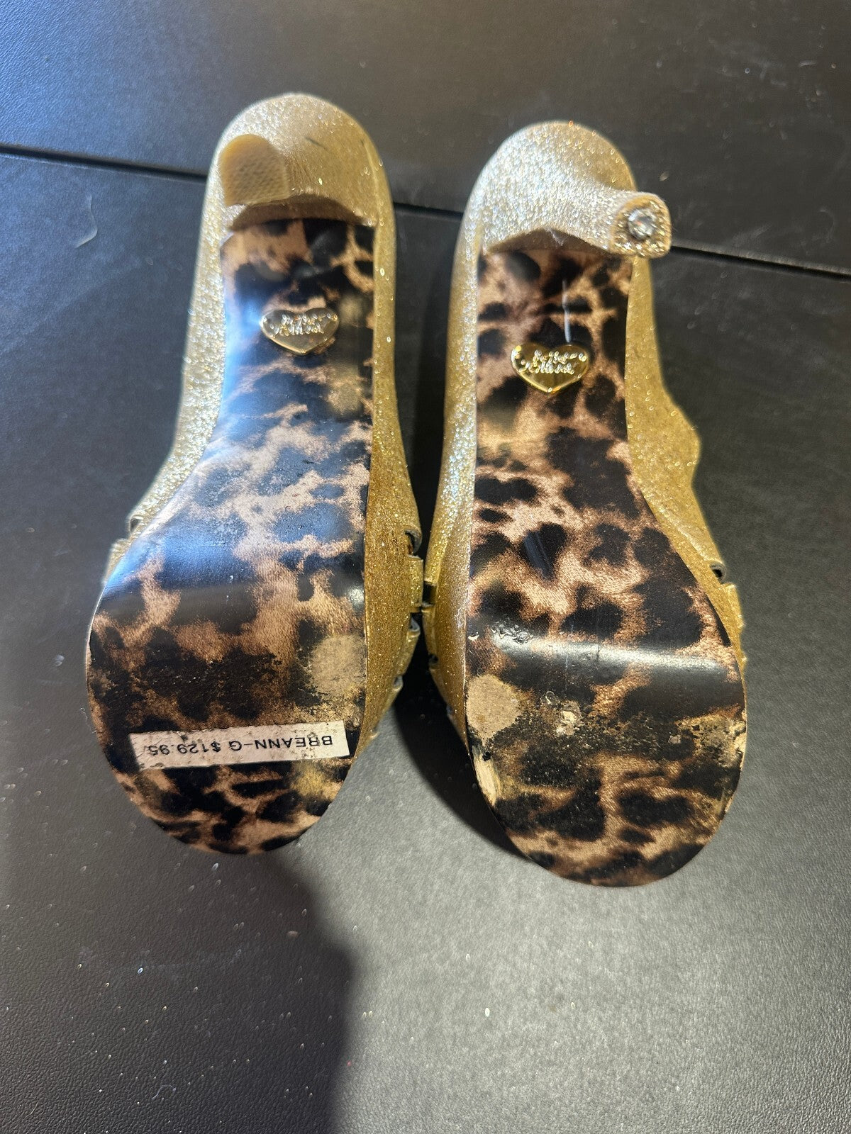 Betsey Johnson Gold Glitter Peep Toe Heels 9.5