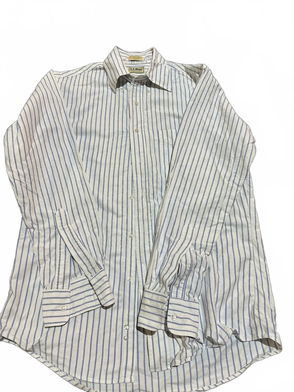 Vintage L.L.Bean USA Oxford Pinstripe Shirt 15.5 34