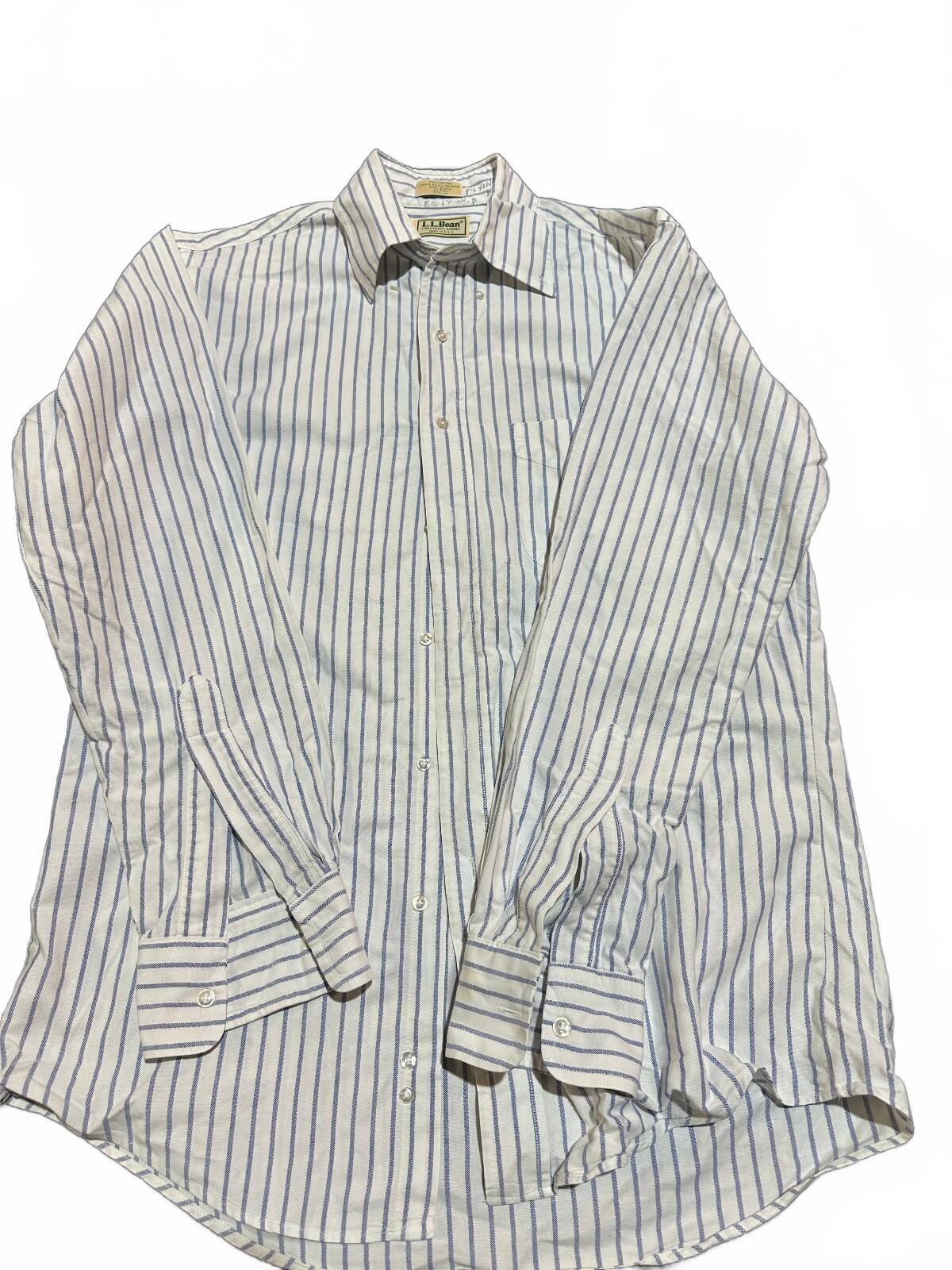 Vintage L.L.Bean USA Oxford Pinstripe Shirt 15.5 34