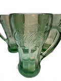 Set of 3 Libbey Coca-Cola Green Glass Handle Mugs