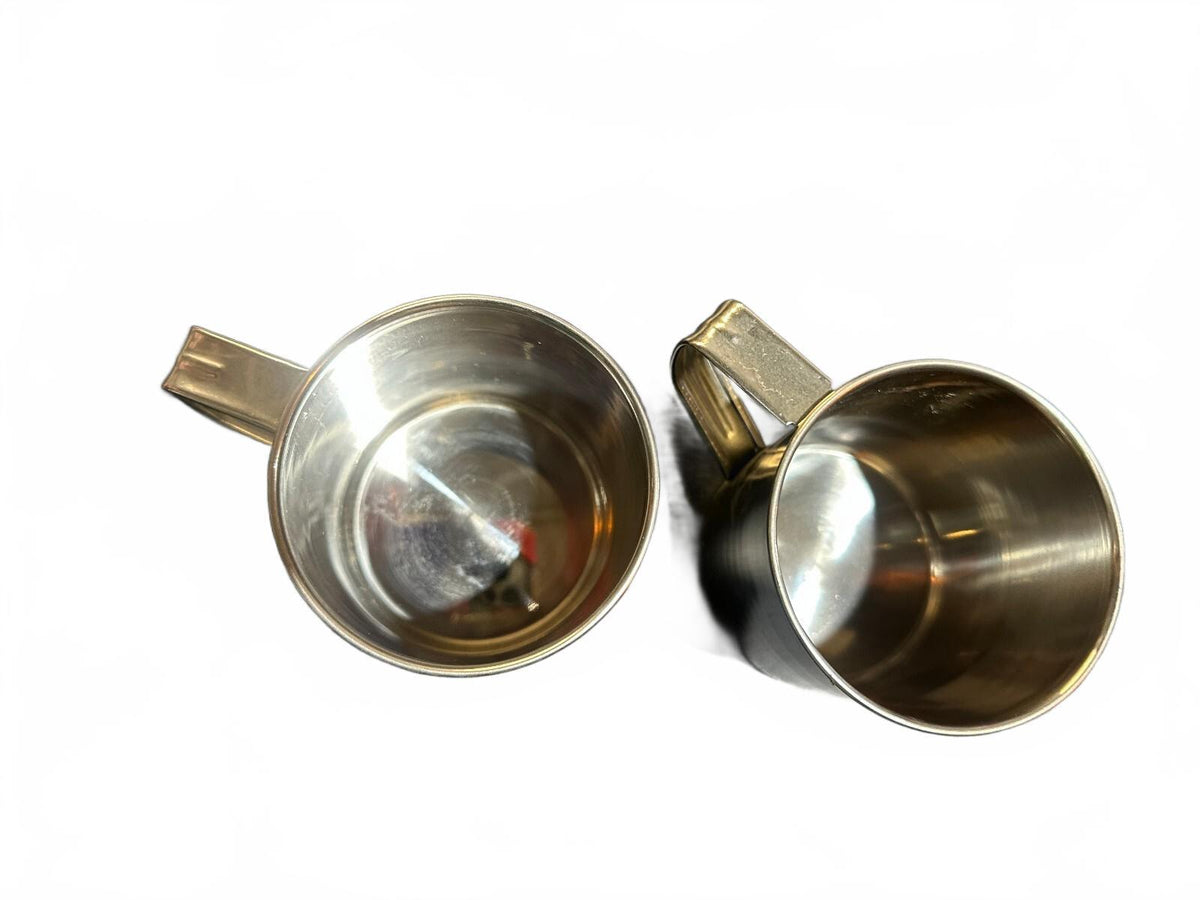 2 Vintage Stainless Steel Camping Mugs Metal Cups
