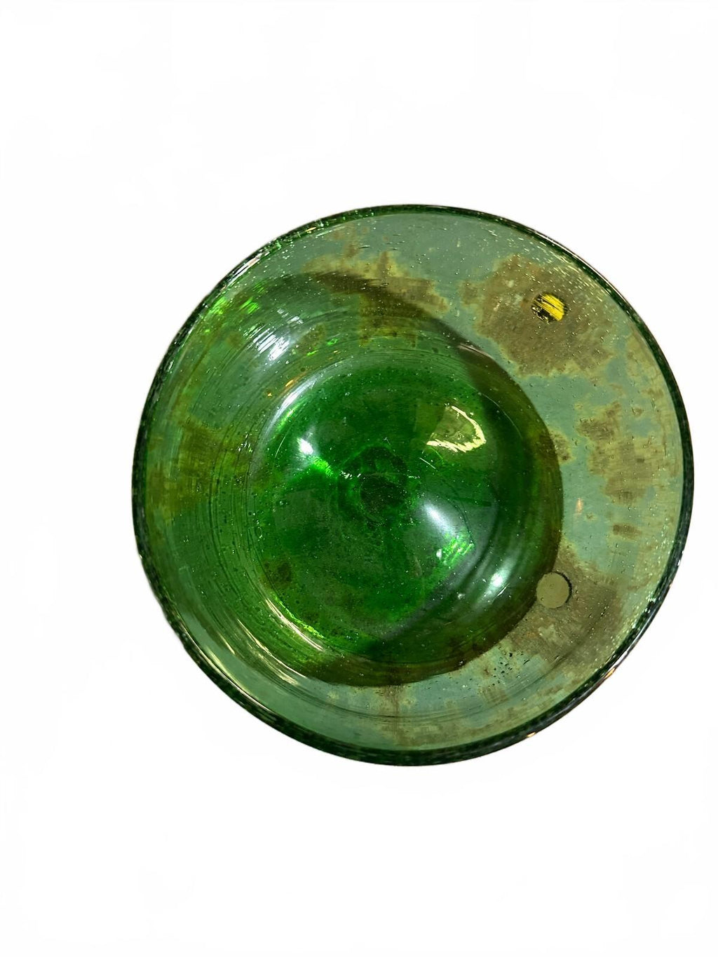 Vintage Hand Blown Green Glass Bowl 5"