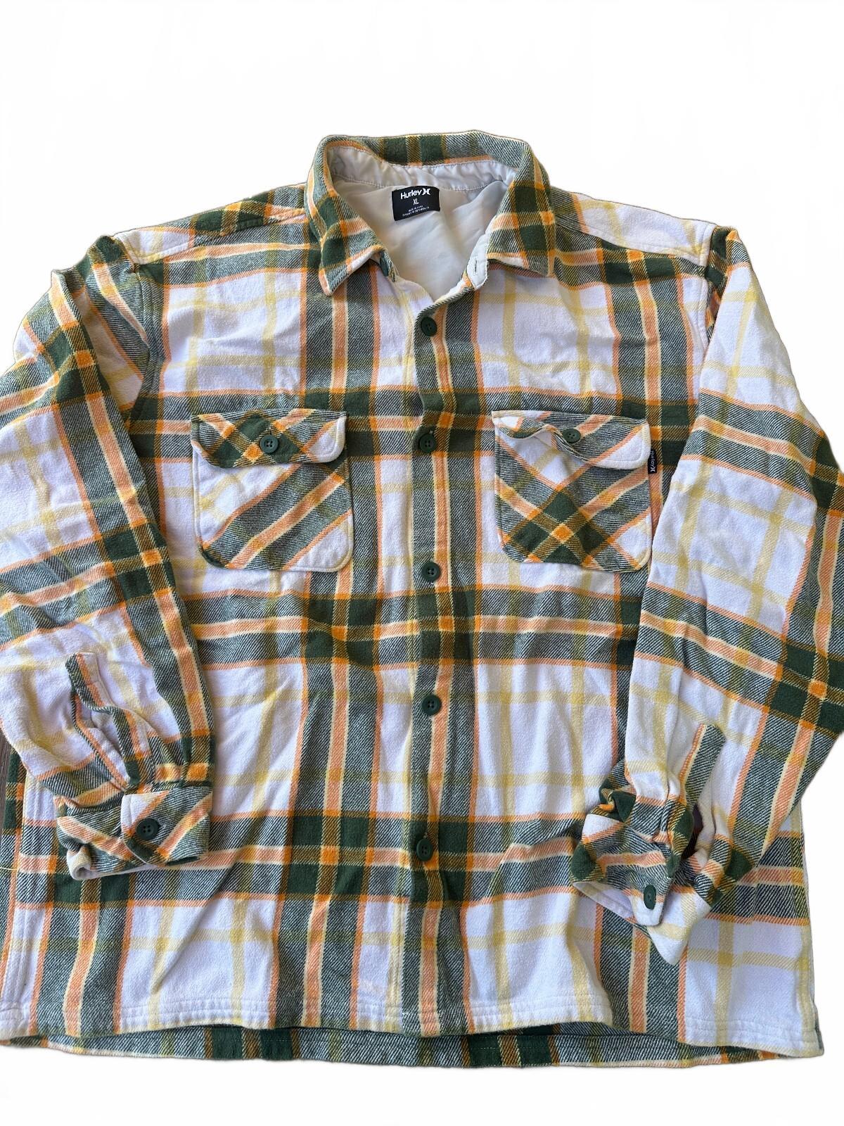 Hurley Santa Cruz Shoreline Flannel Shirt XL Green Plaid
