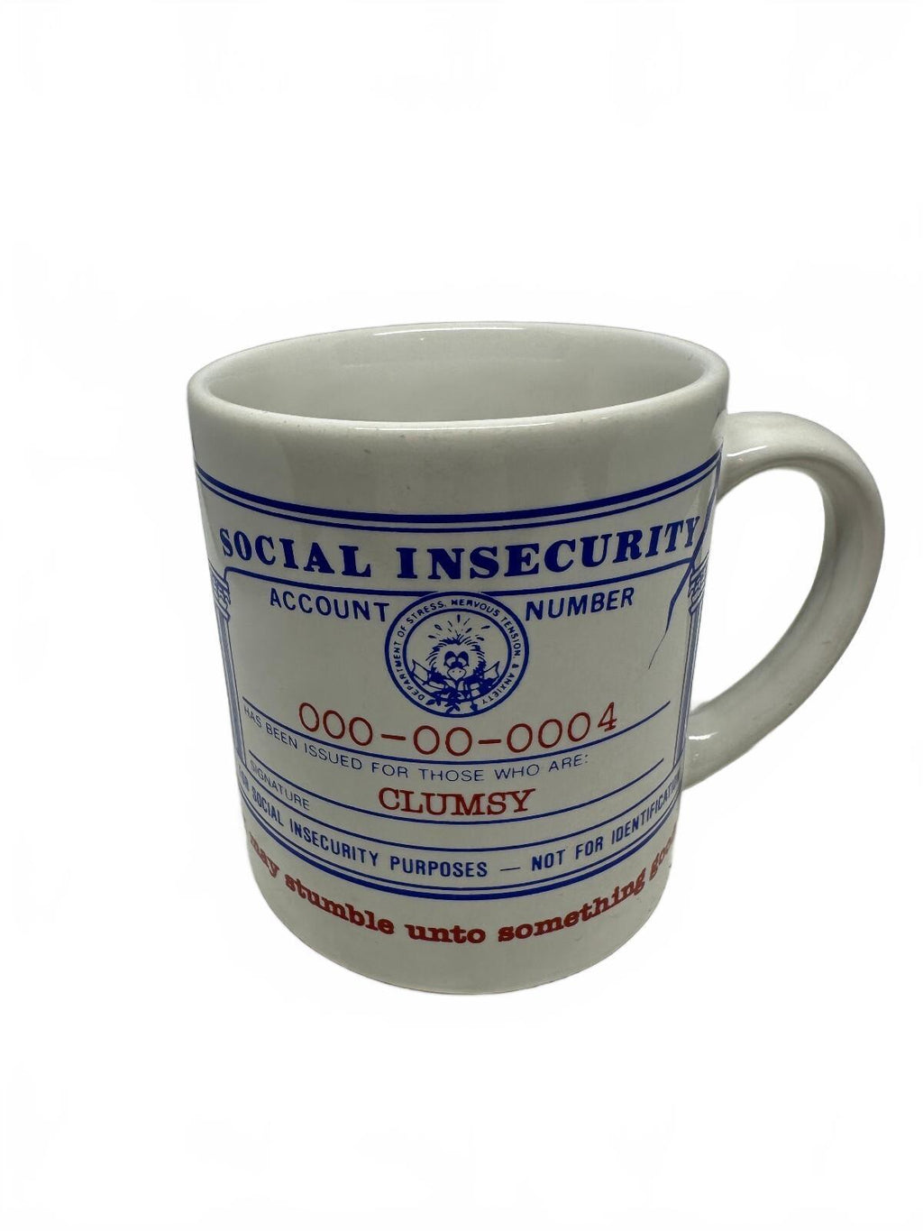 Vintage 1983 Social Insecurity Clumsy Mug Japan