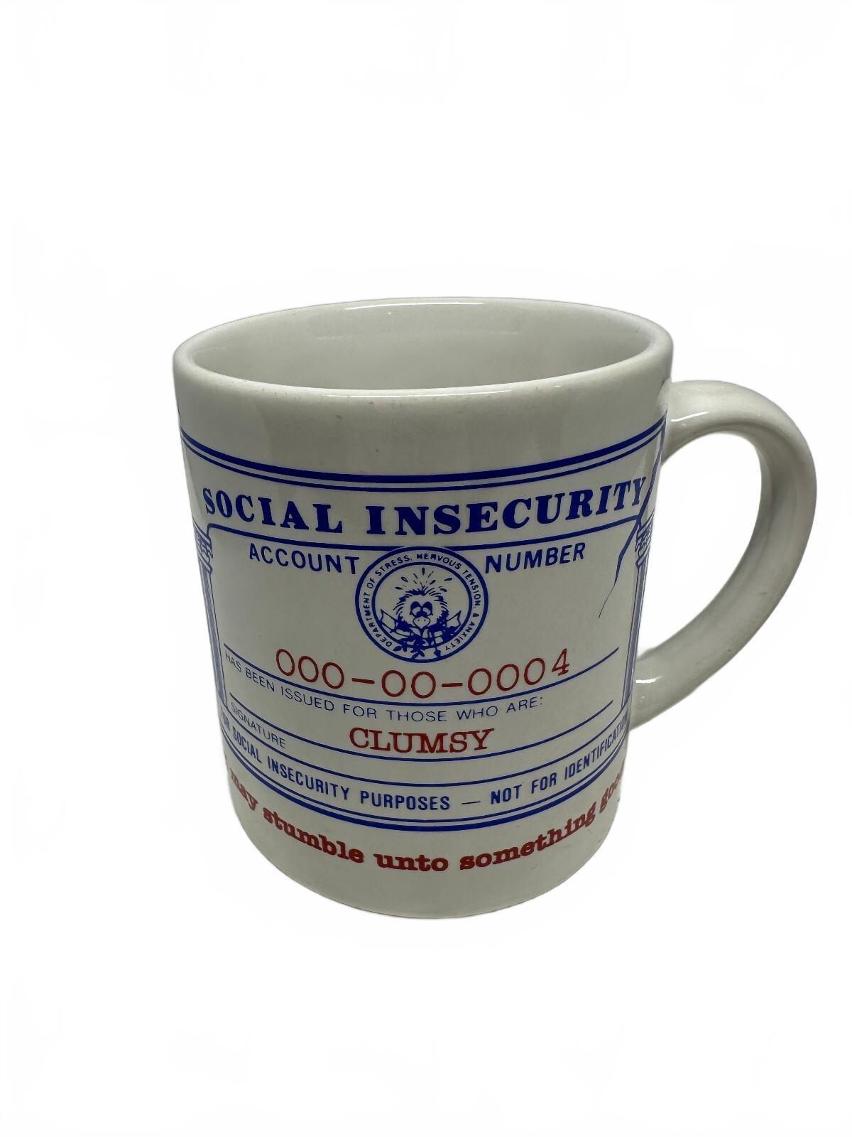 Vintage 1983 Social Insecurity Clumsy Mug Japan