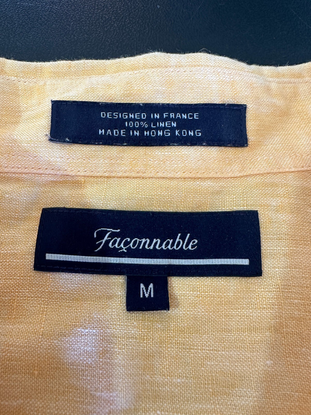 Façonnable 100% Linen Peach Button Shirt M