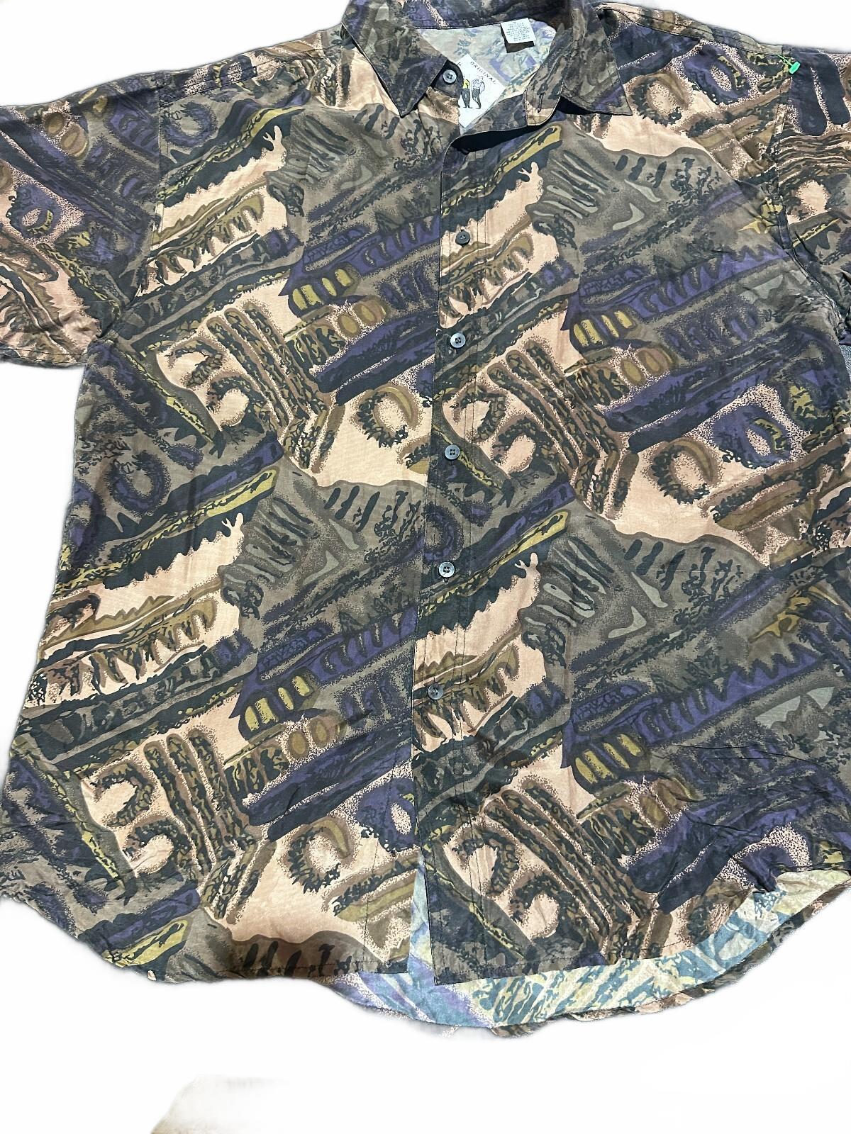 Next Original 100% Silk Abstract Shirt Small 90s