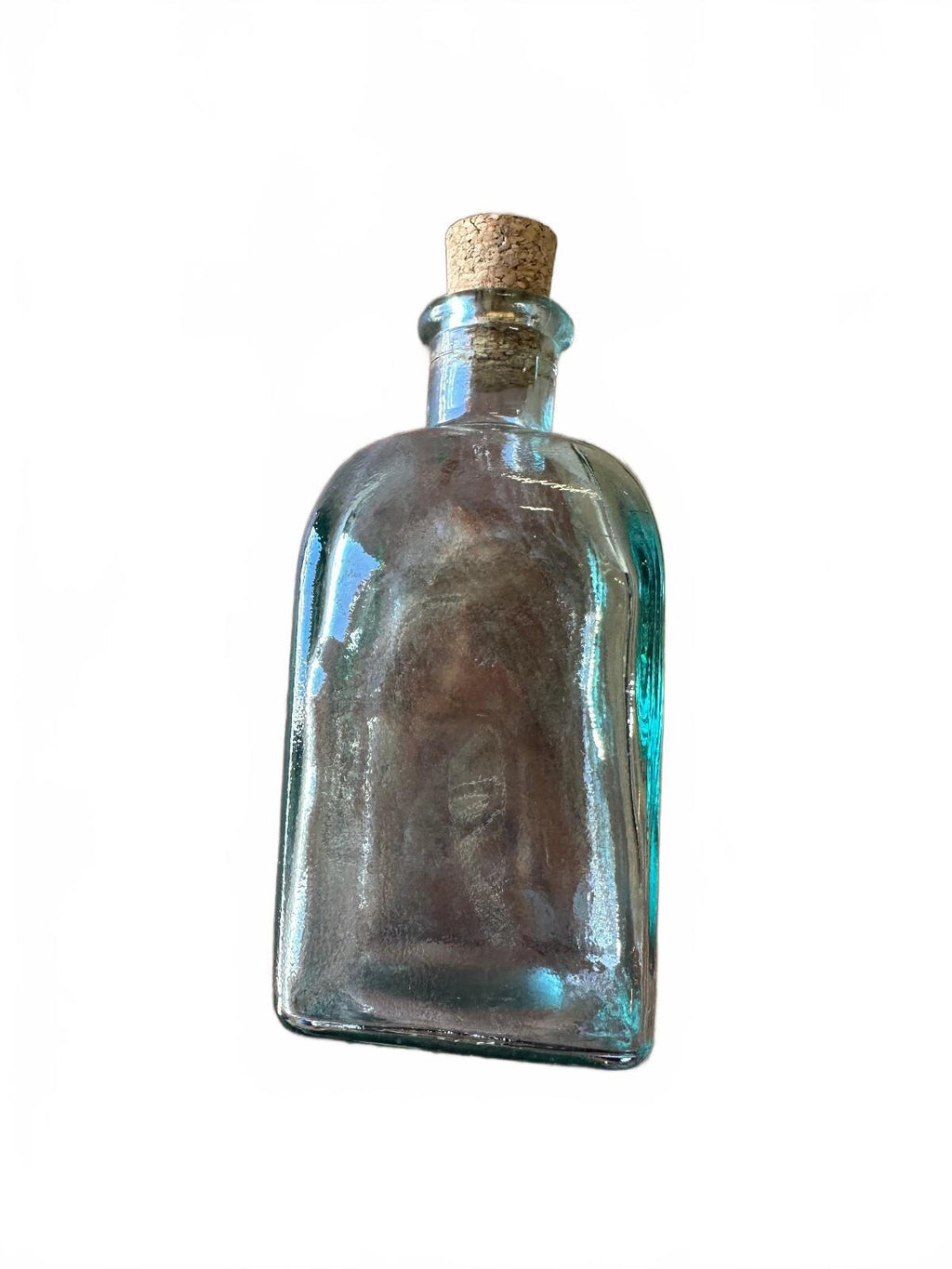 Aqua Recycled Glass Olive Oil Bottle Cork Stopper 5.25"