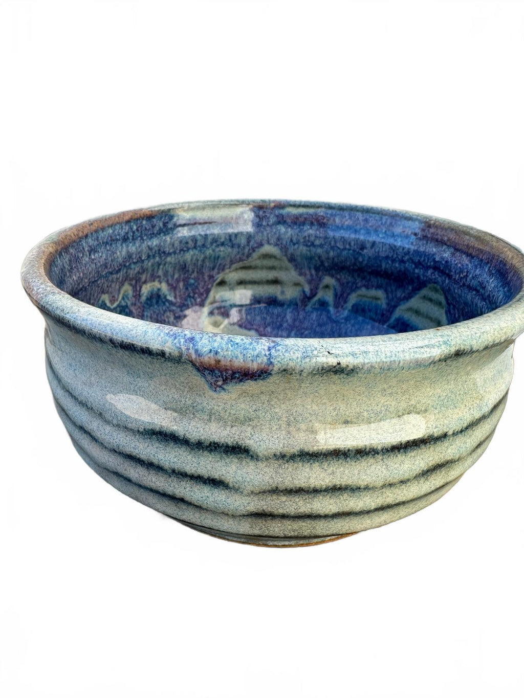 Signed Studio Pottery Blue Purple Glazed Bowl