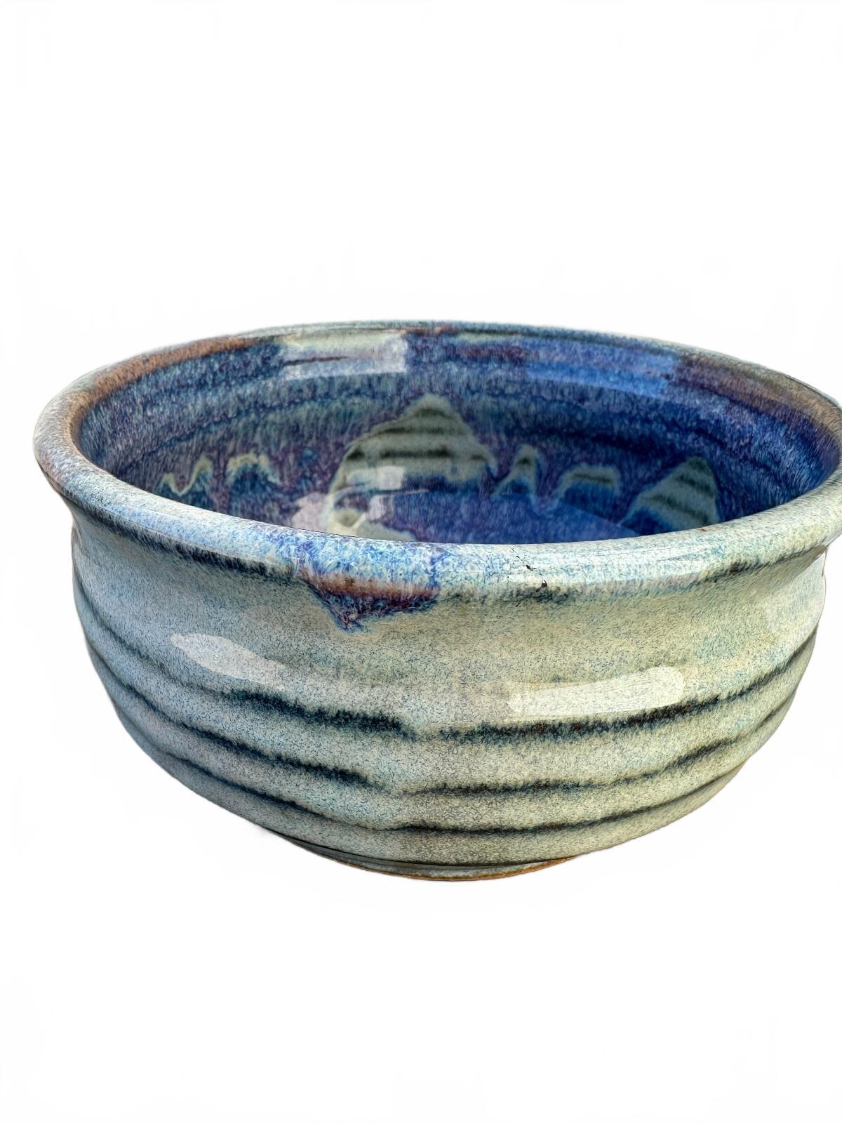 Signed Studio Pottery Blue Purple Glazed Bowl